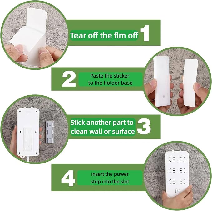 10Pcs Adhesive Punch-Free Socket Holder, Self Adhesive Power Strip Holder - Image 4