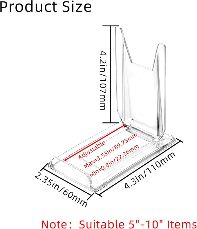 （10 Pack ）Acrylic Book Stand for Display Adjustable Clear Display Holder Easel Collector Stand for Home Office Back to School Comic Album CD Magazine Postcard Artworks (4.2 x 4.3 x 2.35 Inch)-DeskLoop Office