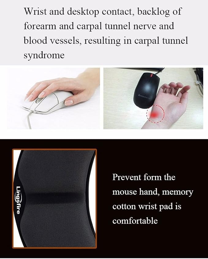 Memory Foam Mouse, Keyboard Wrist Rest Pad Anti-Skid Mousepad Support Mat - Image 7