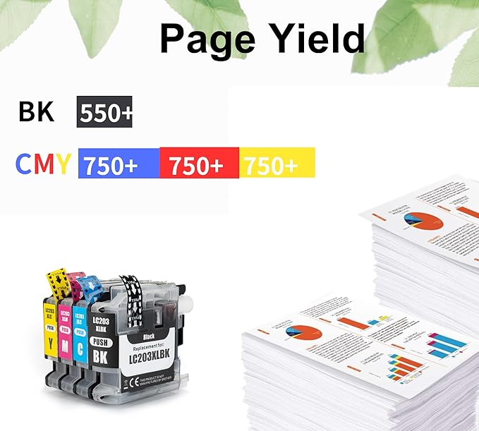 F FINDERS&CO LC203 Ink Cartridges for LC201 LC201XL LC203XL Ink to Work with MFC-J460DW MFC-J480DW MFC-J485DW MFC-J680DW MFC-J885DW Printer (4BK 2C 2M 2Y, 10 Pack)-DeskLoop Office