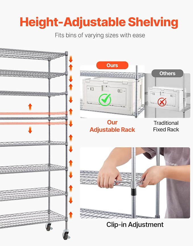 VEVOR 8-Tier Rolling Bin Storage Rack, 26 Organizer Bins, Bin Rack Storage - Image 6