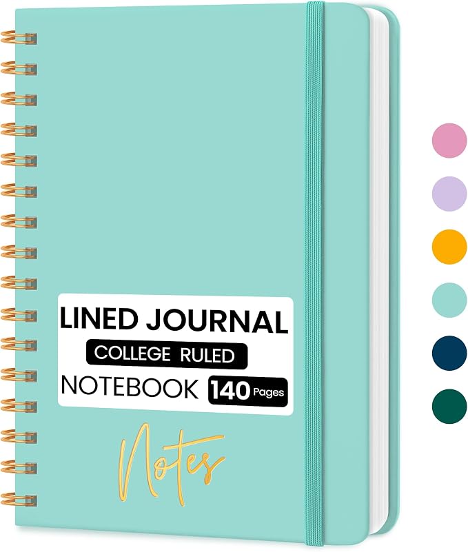 CICPAP Lined Spiral Journal Notebook, A5 College Ruled Notebook by CICPAP