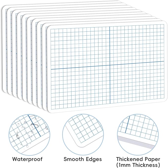 10 Pack Double-Sided Dry Erase Graph Boards, XY Axis Grid & Blank Side - Image 4