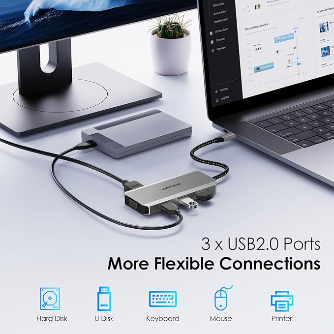 WAVLINK USB C Docking Station (Grey)-DeskLoop Office