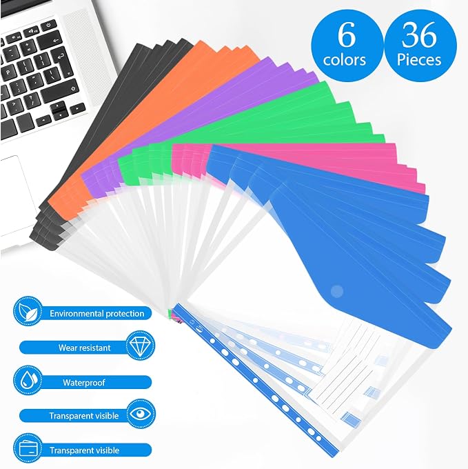 36 Pack Binder Folders with Pockets 11 Holes Expandable Dividers - Image 8