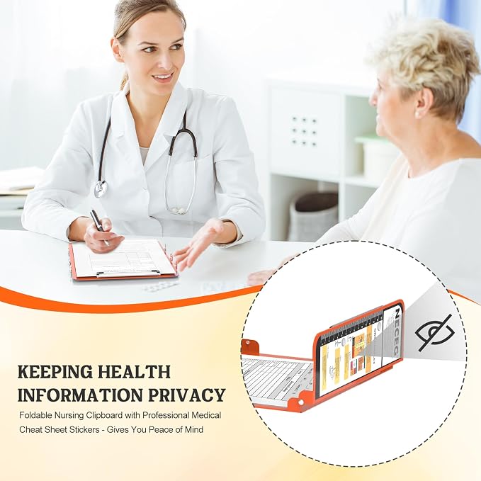 Foldable Nursing Clipboard Quad-Fold, Pocket Size, Metal Pen Clip, Privacy - Image 7