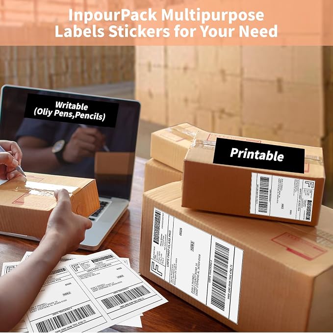 1000 Half Sheet Self Adhesive Shipping Labels, 8.5" x 5.5" Address Labels - Image 4