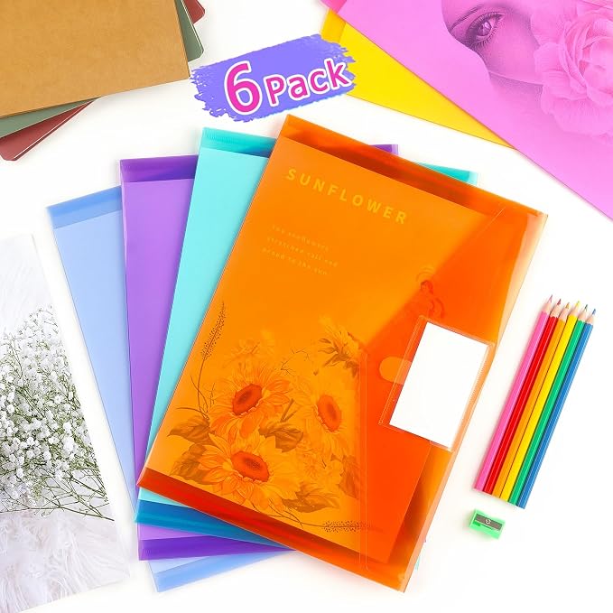 Tamaki 6 Pack Plastic Envelopes, A4 Size | Clear Document Plastic File Folders - Image 6