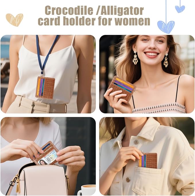 Slim Credit Card Holder Crocodile Wallet Women Thin Alligator Wallets RFID - Image 6