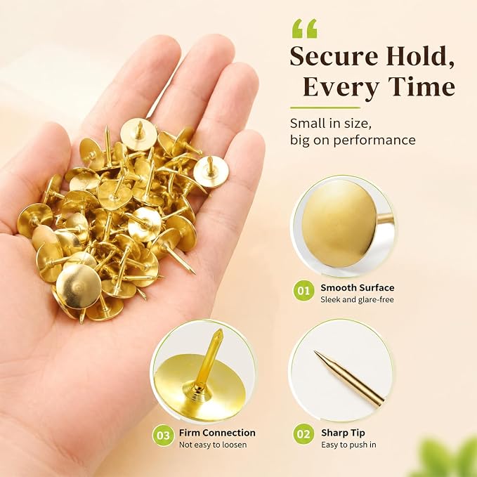 480PCS Gold Thumb Tacks, Flat Push Pins Bulk, Steel Roundness, Needlepoint Tacks - Image 4