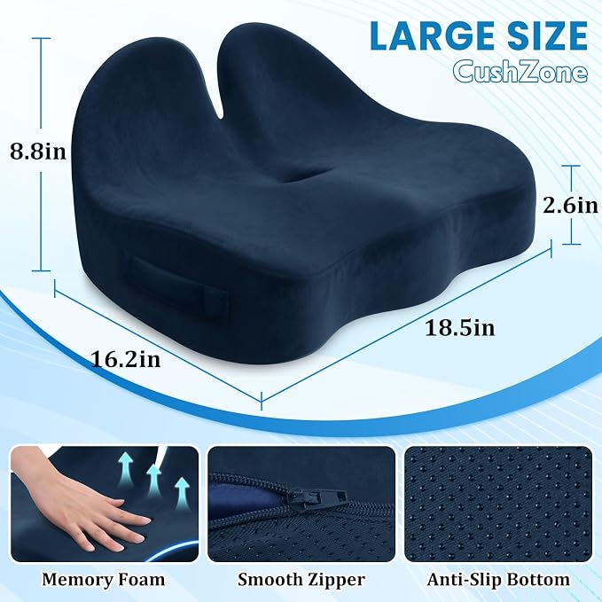CushZone Seat Cushion, Memory Foam Office Chair Seat Cushion - Image 2