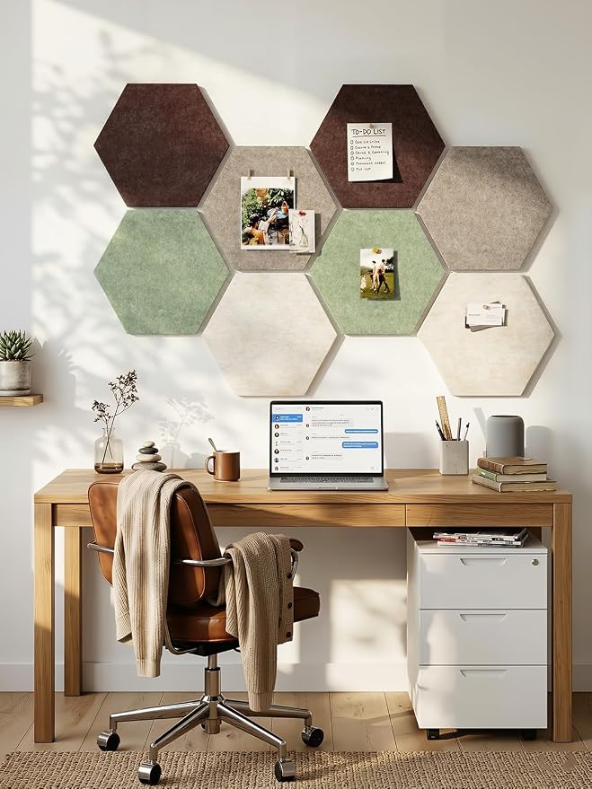 8 Pack Hexagon Felt Bulletin Board Tiles - Image 2
