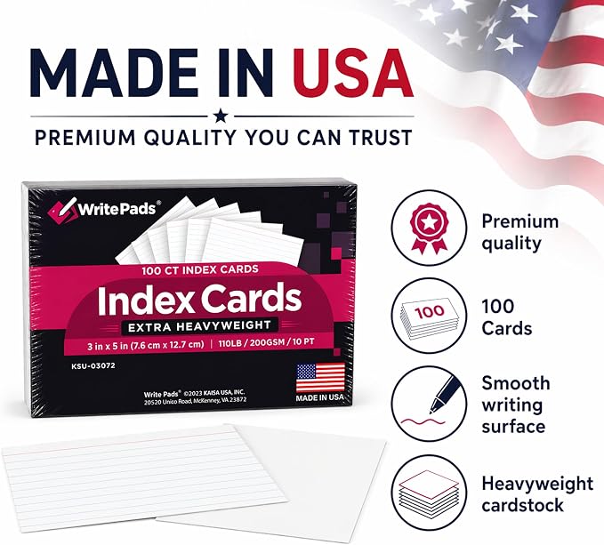 Heavyweight 3x5 Index Cards, Extra Thick Note Cards, Front Lined Back Blank - Image 3