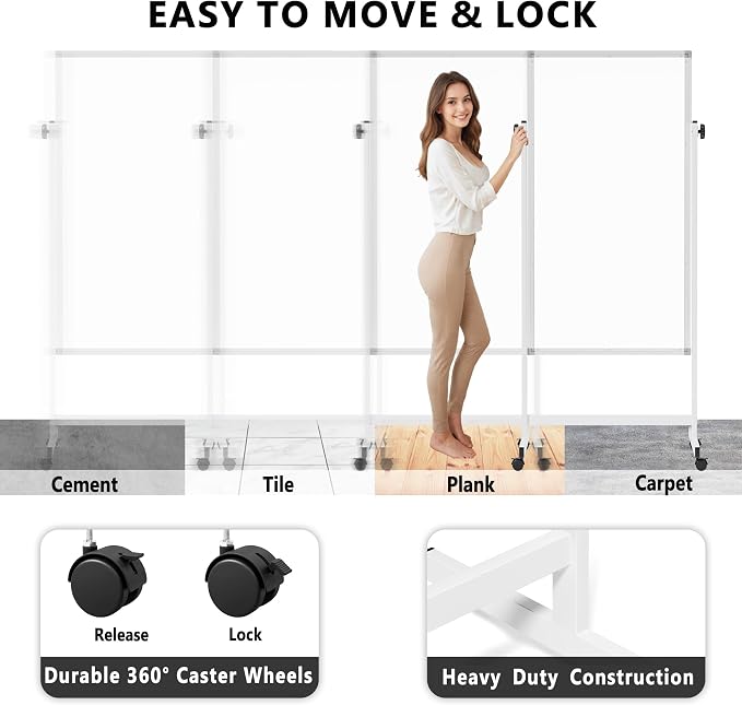 Large Rolling Whiteboard on Wheels - Image 4