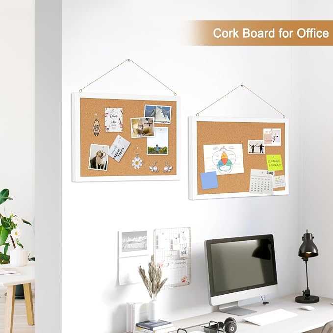2-Pack Double-Sided Small Wood Framed Cork Board, Picture Display Vision Board - Image 7
