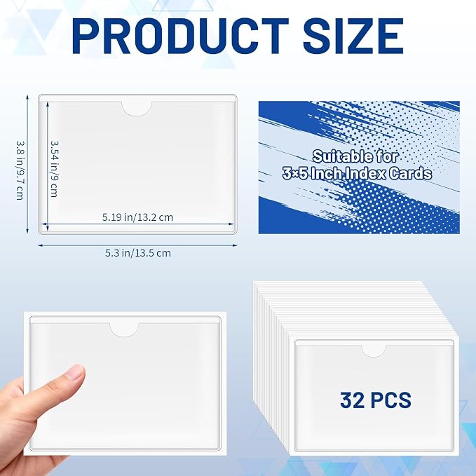 32 Pack Index Card Holder for 3x5 Inch Cards, Plastic Tote Labels for Storage - Image 2