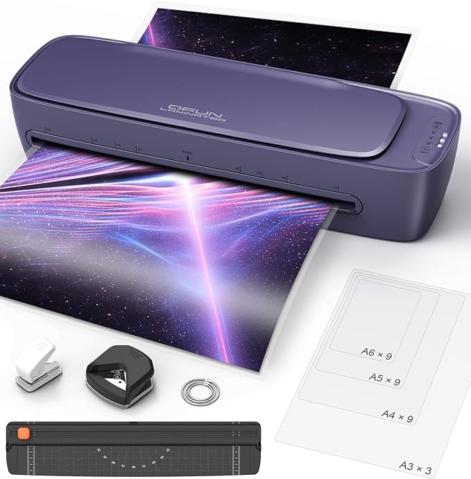 Laminator Machine 13 Inch Wide Thermal Lamination 9 in 1 Cold Hot A3 Laminating Machine for Teacher Personal, 60s Warm-Up No Jam laminator Machine 11x17 with 30 Laminating Sheets for Home Office Use-DeskLoop Office