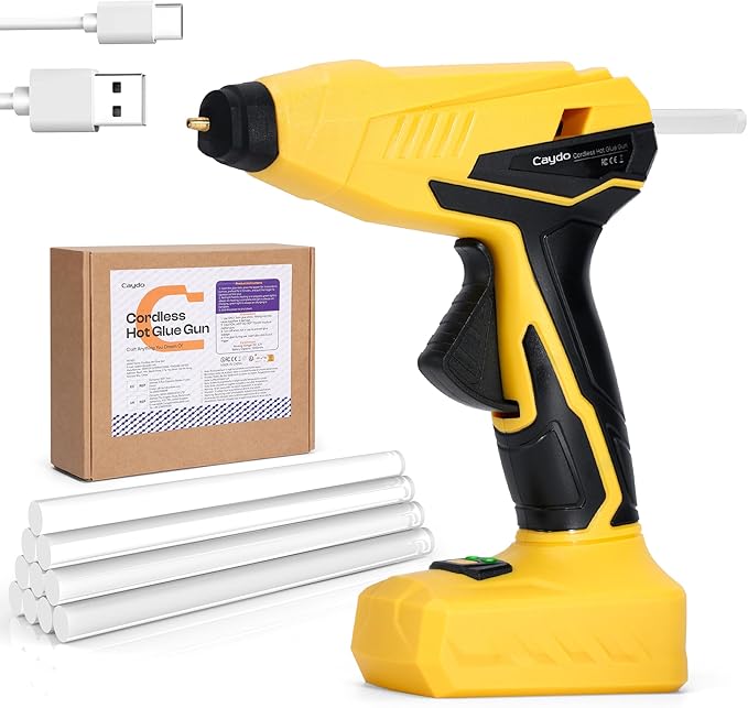 Caydo Cordless Hot Glue Gun, Portable Glue Gun, 2200mAh Type-C Rechargeable and Fast Heating, Heat Glue Gun Kit with 10PCS Glue Sticks for DIY Arts, Home Repairs, Crafting and Gift Making-DeskLoop Office