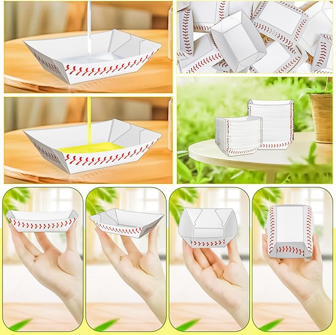 200 Pack 1/4Lb Paper Food Boat Trays, Baseball Birthday Decorations Baseball - Image 4