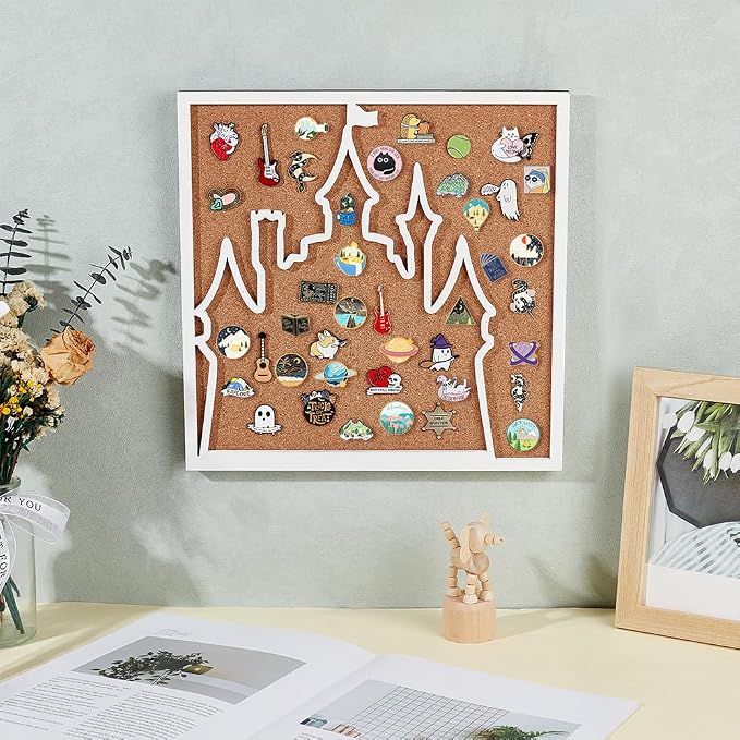 BENECREAT Square Castle Pin Board, 11.8x11.8inch Bulletin Display Board - Image 4