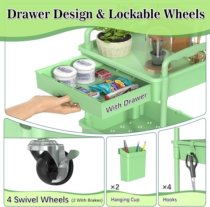 SUNALLY 3-Tier Rolling Cart - Image 3