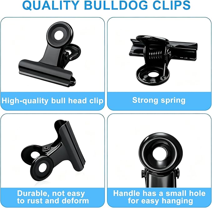 60 Pcs Metal Bulldog Clips, Mini Metal Hinge Clip Tiny Bull Binder Paper Clamp - Image 3