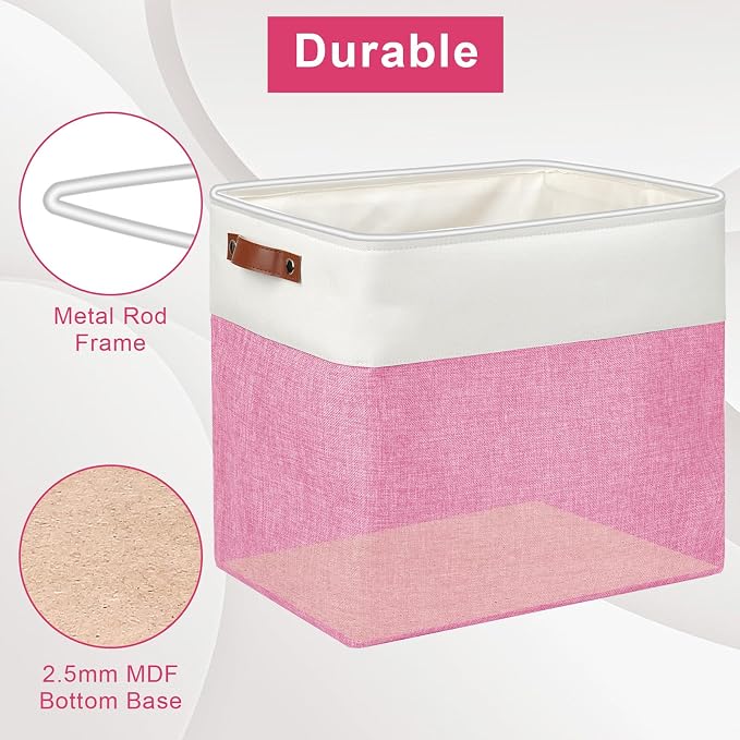 Bagnizer Large Fabric Storage Baskets | 50L Storage Bins, Decorative Linen - Image 4
