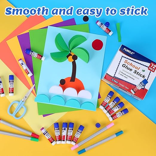 72 Pack Glue Sticks Bulk for Kids, Disappearing Purple Glue Sticks for Classroom and Teacher Supplies.Dries Clear, Non-Toxic, Washable, Back to School Supplies and Classroom Must Haves-DeskLoop Office