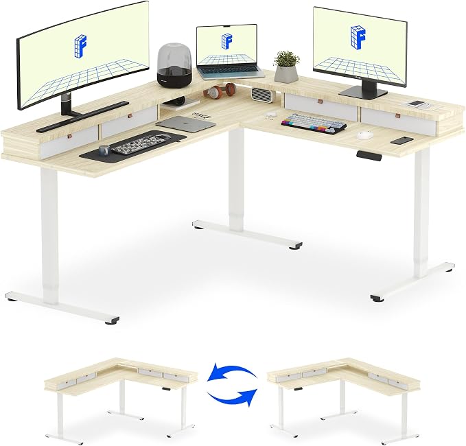 FLEXISPOT 71" L Shaped Standing Desk Electric Corner Table by FlexiSpot