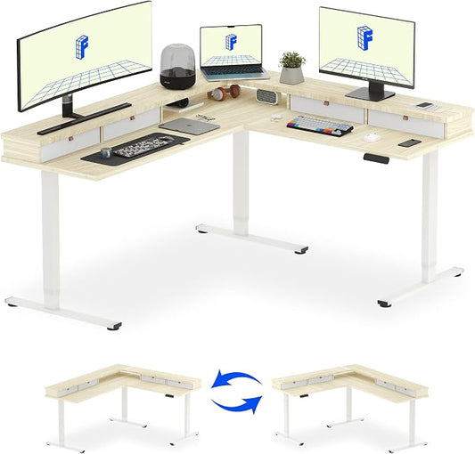 FLEXISPOT 71" L Shaped Standing Desk Electric Corner Table by FlexiSpot