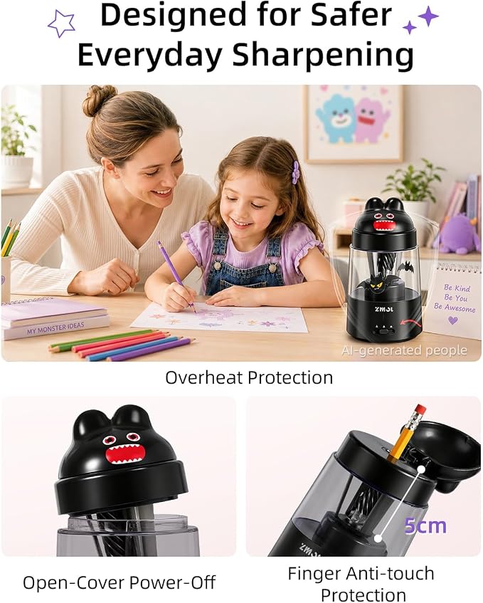 ZMOL Colored Pencil Sharpener for Kids Gift, Rechargeable Electric Pencil - Image 8