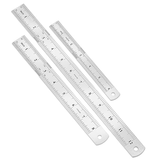 3 Pack Stainless Steel Ruler Set, 12 Inch Metal Rulers, Steel Rulers Metric - Image 7