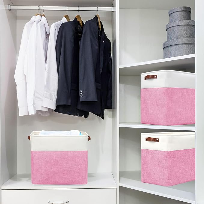 Bagnizer Large Fabric Storage Baskets | 50L Storage Bins, Decorative Linen - Image 2