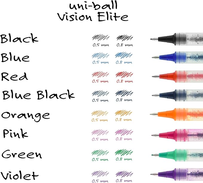 Uniball Vision Elite Rollerball Pen Refill, 0.8mm Bold Point, 6 Refills - Image 5