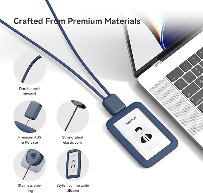 Lanyards for ID Badges Holder, SANTLET Silicone ID Badge Holder Name Card Case - Image 2
