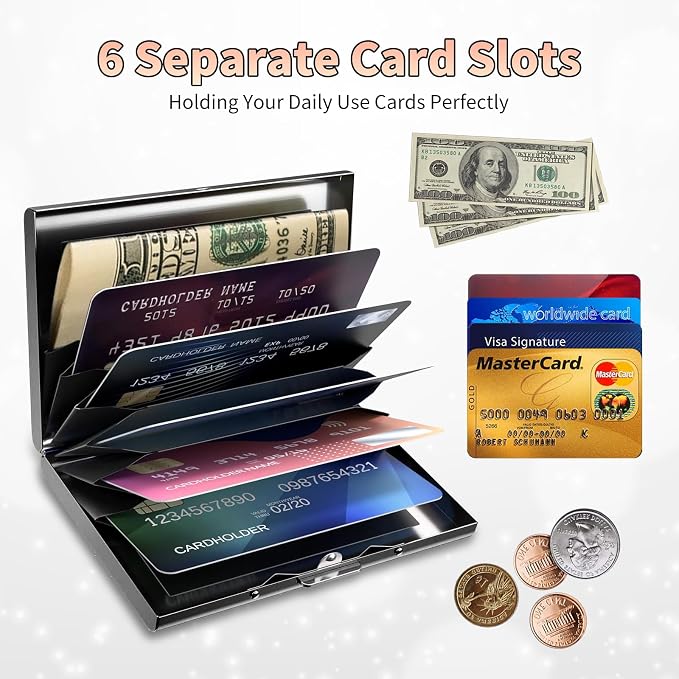 BWEGRHE Slim Credit Card Holder, Art Leaf RFID Blocking Metal Wallet - Image 5
