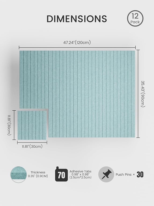 Bumusty Large Cork Board Alternative-48 x 36" Felt Bulletin Board Tiles - Image 2
