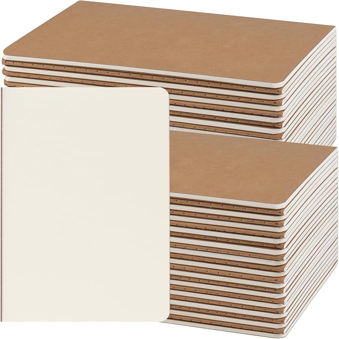 ZCZN 50 Pack A5 Kraft Notebooks Bulk, 8.15x5.5 Inches Blank Journaling Notebooks by ZCZN