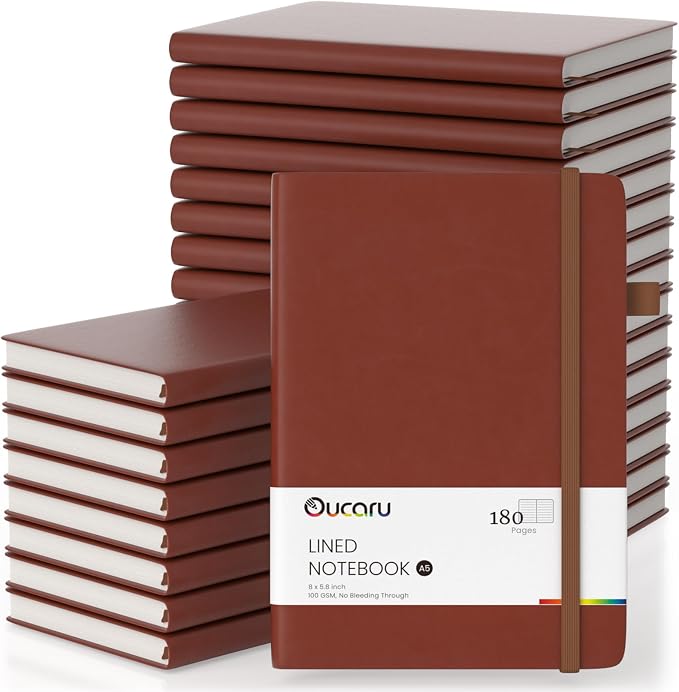 Oucaru Lined Journal Notebook, 24 Pack, 180 Pages, A5 Journals by Oucaru
