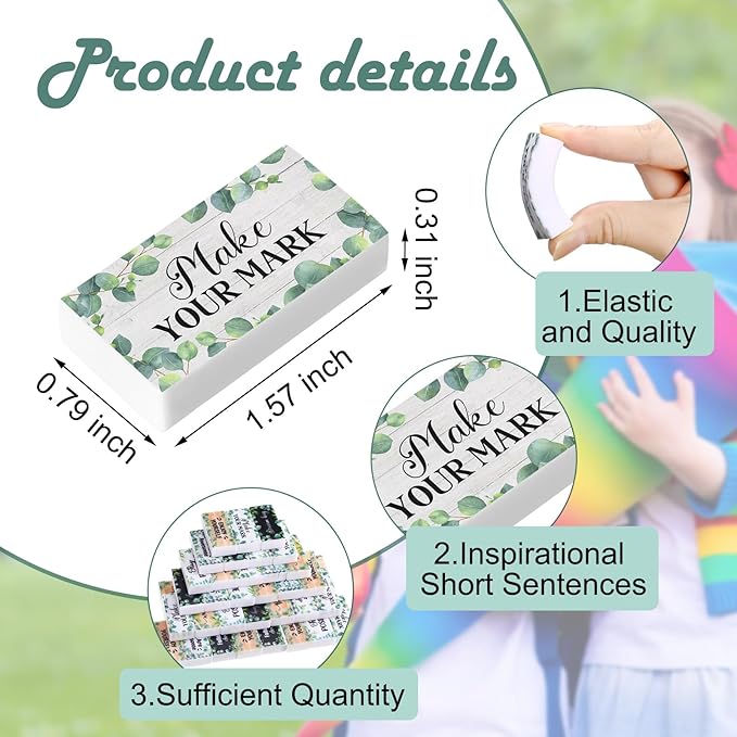 100 Pcs Inspirational Pencil Erasers Bulk for Kids Fun Motivational Eraser School Supplies Back to School Office Supplies for Classroom Office Teacher Artists (Eucalyptus Leaf)-DeskLoop Office
