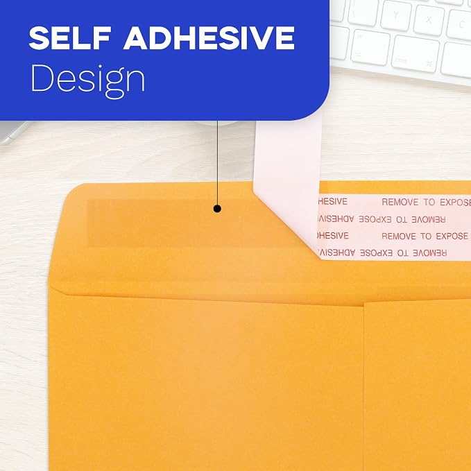9x12 Manila Envelopes Self Seal 100 Pack, Goefun Yellow Brown Large Catalog - Image 2