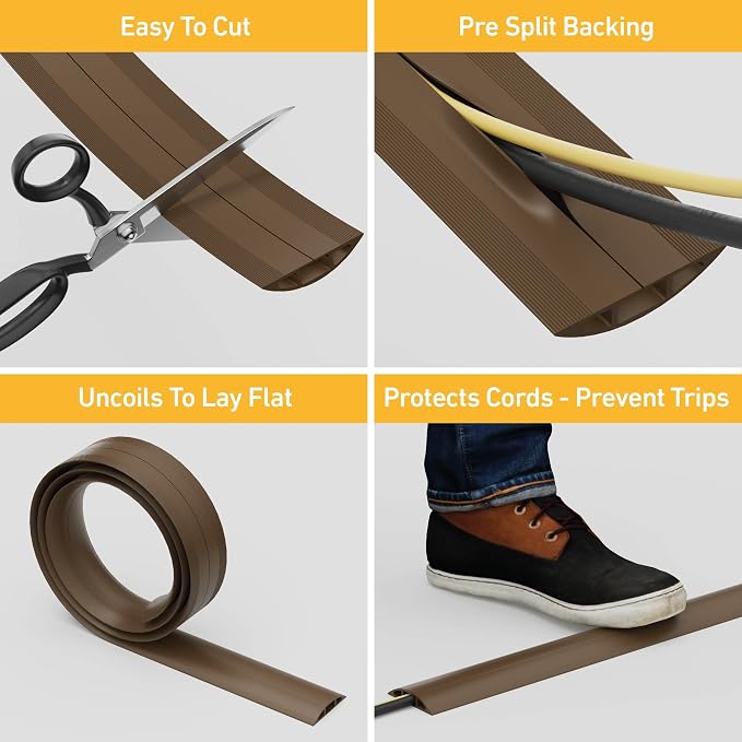 D-Line 30ft Floor Cord Cover, Floor Cable Protector, Extension Cord Cover - Image 2