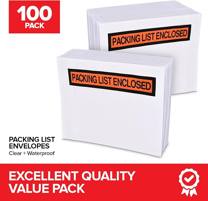 100 Piece Waterproof Packing List Envelopes, Invoice & Packing Slip Pouches - Image 2