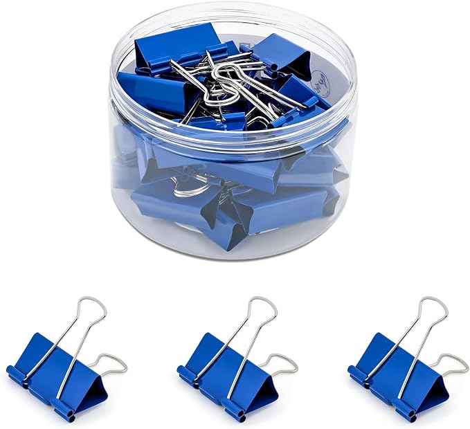 Temiary 24 Pcs Binder Clips, 1.6 Inch Large Metal Binder Paper Clip by Temiary