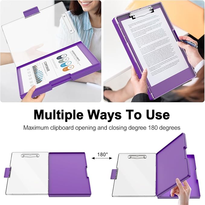Piasoenc Clipboard with Storage, 8.5 x 11 Clip Boards with 2 Storage - Image 3