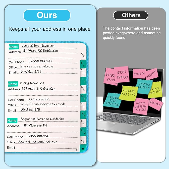 Address Book with Alphabetical Tabs, Hardcover Telephone Book, Hardback Cover - Image 5