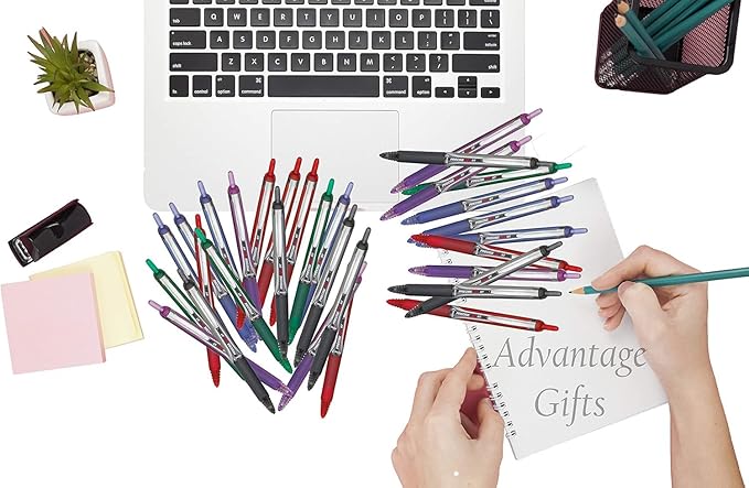 Precise V7 RT Retractable Rolling Ball Pens, Fine Point (.7mm), Assorted Colors, Black/Blue/Red Ink, 6-pk; Premium Comfort Grip, Bundle with Plastic Reusable Pouch