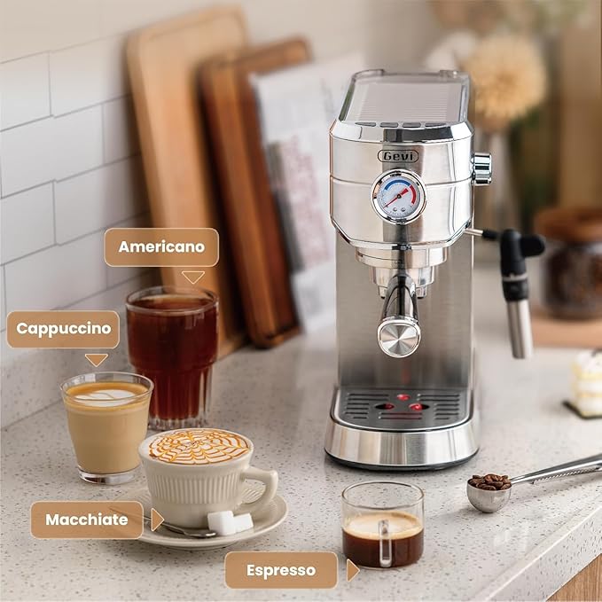 Gevi Espresso Expresso Machine 20 Bar with Auto Milk Frother, Professional Espresso Maker with Steam Wand, Compact Stainless Steel Cappuccino & Latte Machine, Gift for Coffee Lover, Home Baristas-DeskLoop Office