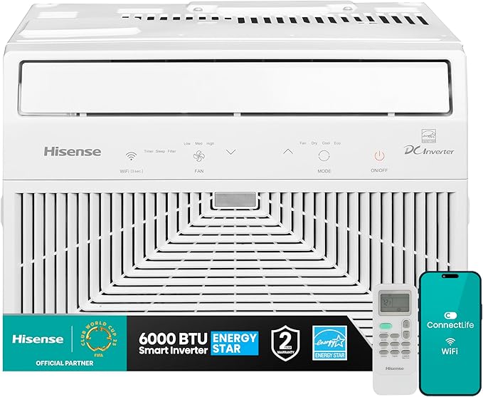 Hisense WCT06W25A Window Air Conditioner, 6,000 BTU, White-DeskLoop Office
