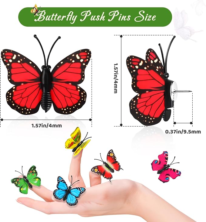 50Packs Decorative Thumb Tacks Butterfly Push Pins Yellow Thumbtacks Cute - Image 3